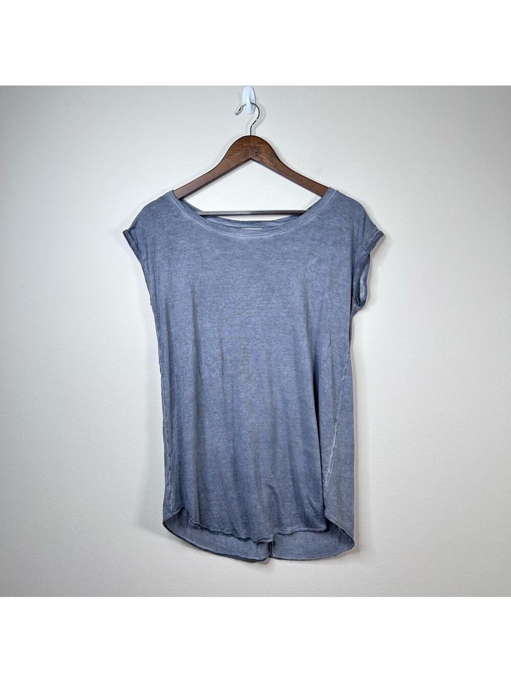 Wilfred Anvers Rayon Short Sleeve Tee Shirt Washed Grey Medium